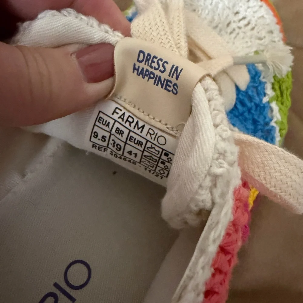 Farm Rio Crochet Rainbow Sneakers 39 8/8.5 - Picture 5 of 5